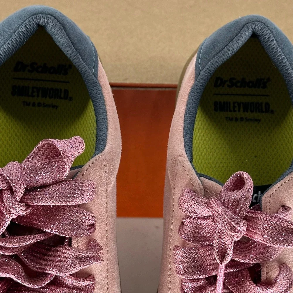 Dr. Scholl's Smiley World Time Off Platfrom Pink Shoe Sneakers Limited Edition 7